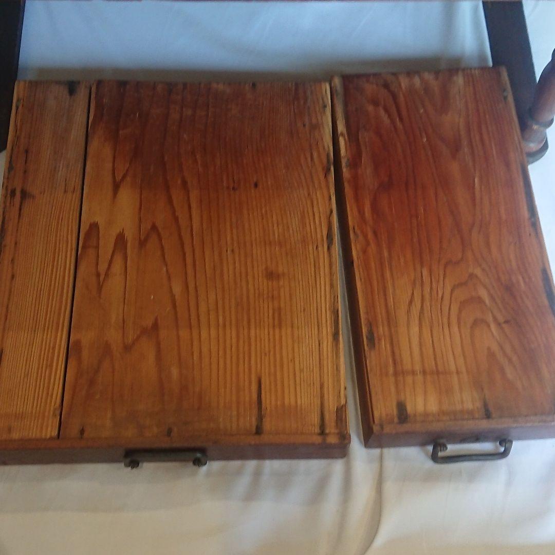 昭和レトロ】木製文机 ダークブラウン 引き出し2つ アンティーク