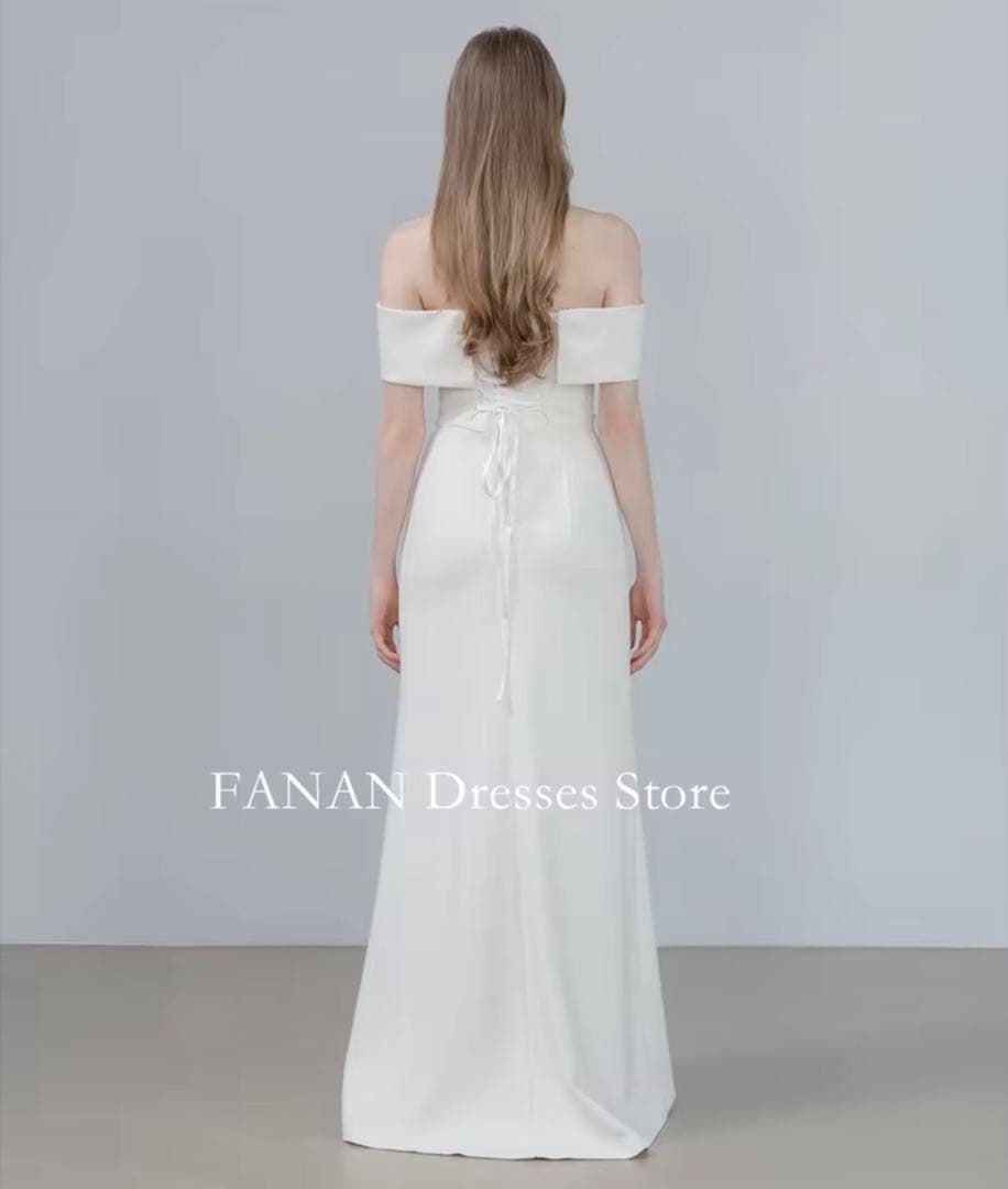 オフショルダー ホワイト ウェディングドレス　ベールセット