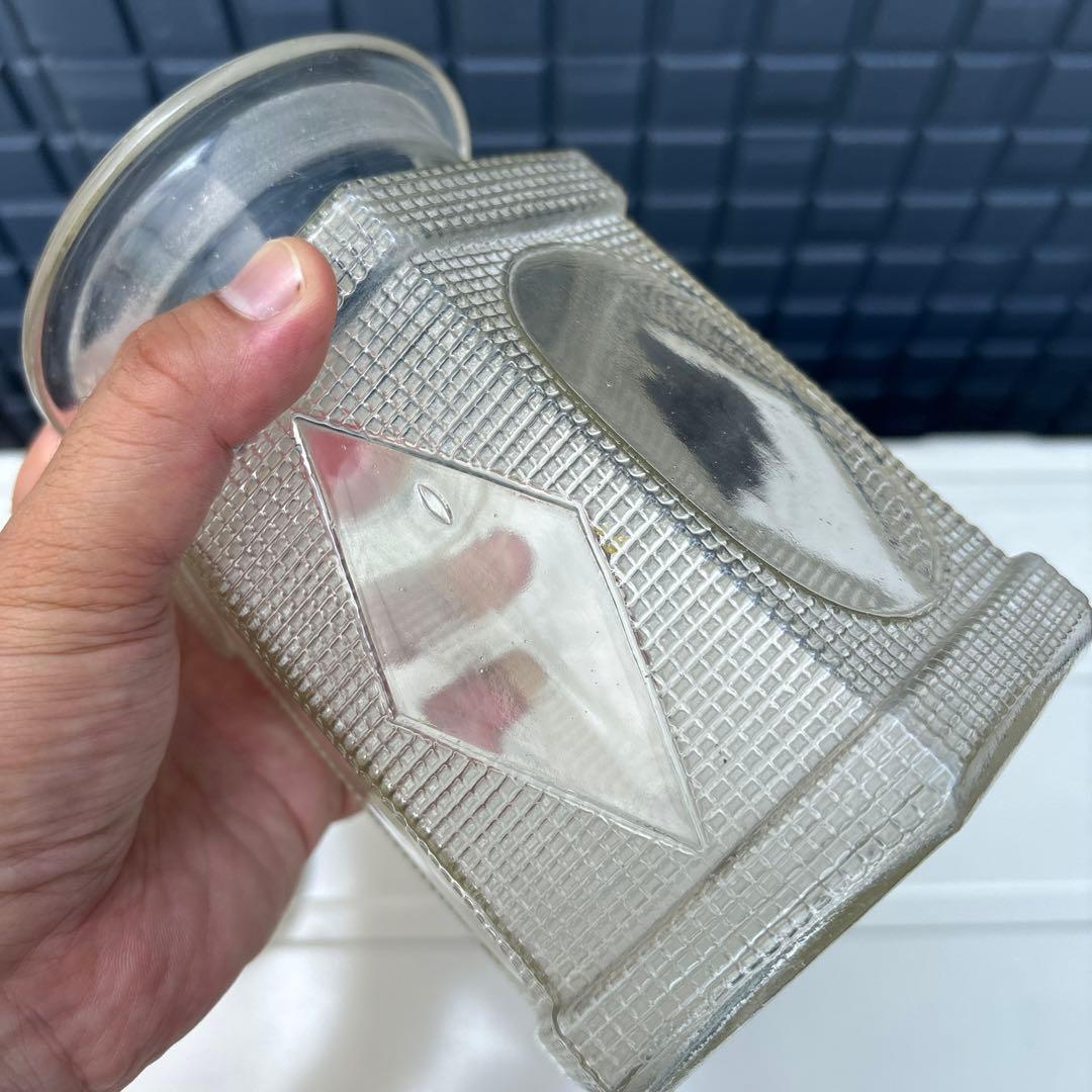 飴屋瓶 ガラス瓶 保存容器 ウランガラス 昭和レトロ 大正ロマン 六角形