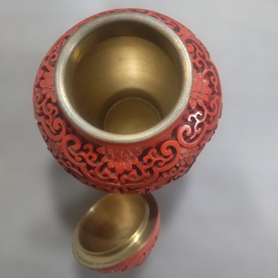 堆朱 中国美術工芸品 伝統美術 茶壺 蓋物