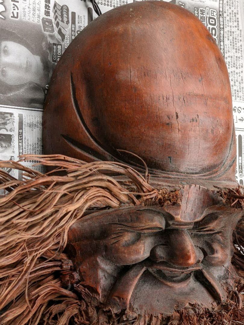 ♢中国 古玩 仙人小面 古美術 骨董品 竹根 飾り コレクション 魔除け