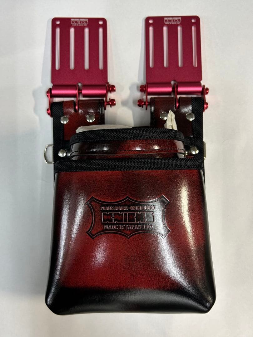 ニックス Knicks アドバンガラス革 レッド 腰道具　アルミ プレート 金具 KNICKS(ニックス) ADV-301DDX-R アドバンガラス革腰袋 赤 レッド