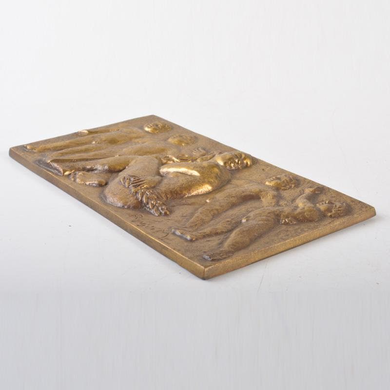 銅板レリーフ　柳原義達作　飛ぶ　裸婦画　RYUJI.M刻印　2点　N　6548