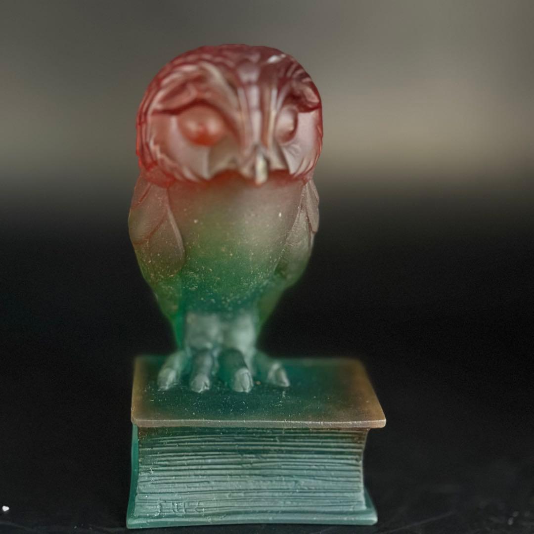 フクロウ 置物 クリスタルガラス ドームフランス オブジェ パートド