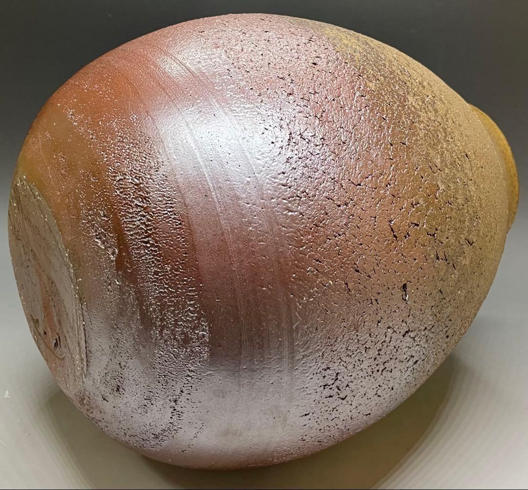 吉本正　備前花器　大作 　32cm 　共箱(四方桟盛蓋) 　共布　栞　Y2