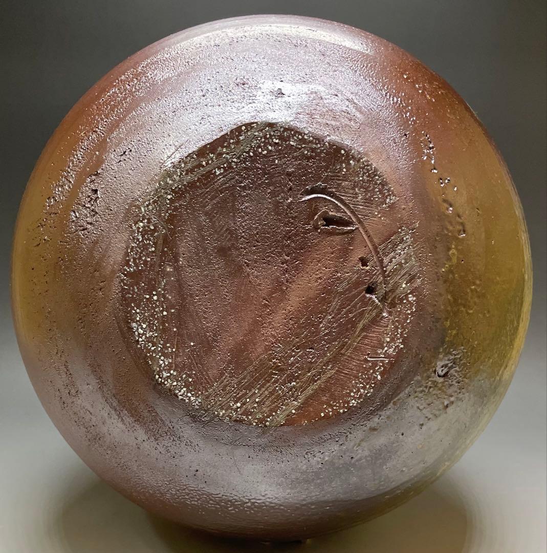 吉本正　備前花器　大作 　32cm 　共箱(四方桟盛蓋) 　共布　栞　Y2