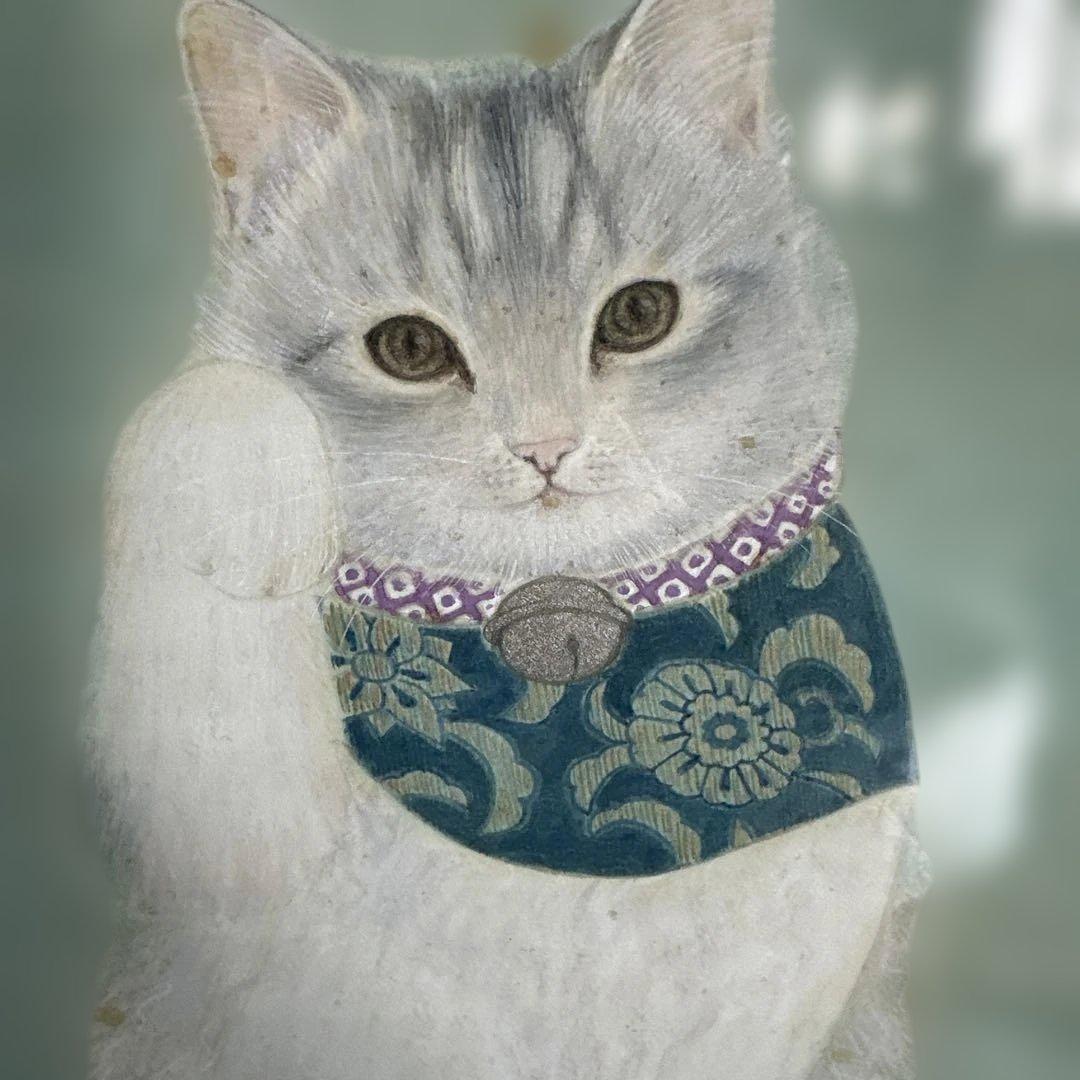 瞬間的お値下げ‼️招き猫　日本画 久野千恵美