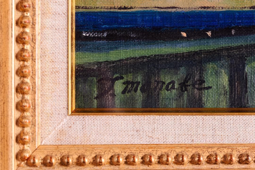 肉筆厚塗り油絵 布マット付き♪ 外寸約730×405mm 手書き油絵