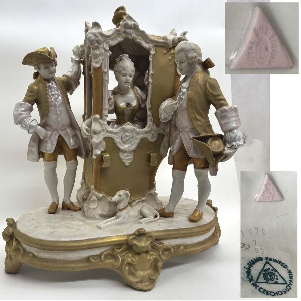 ロイヤル・ダックス・ボヘミア 貴族の輿 ロココ調 フィギュリン アールヌーボー