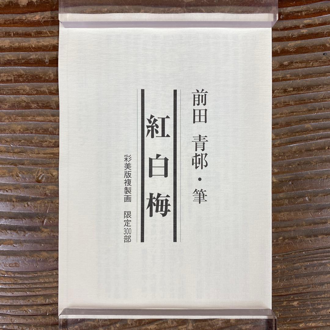 美品 掛け軸 前田青邨筆 金地「紅白梅」名画 限定品 彩美版複製画