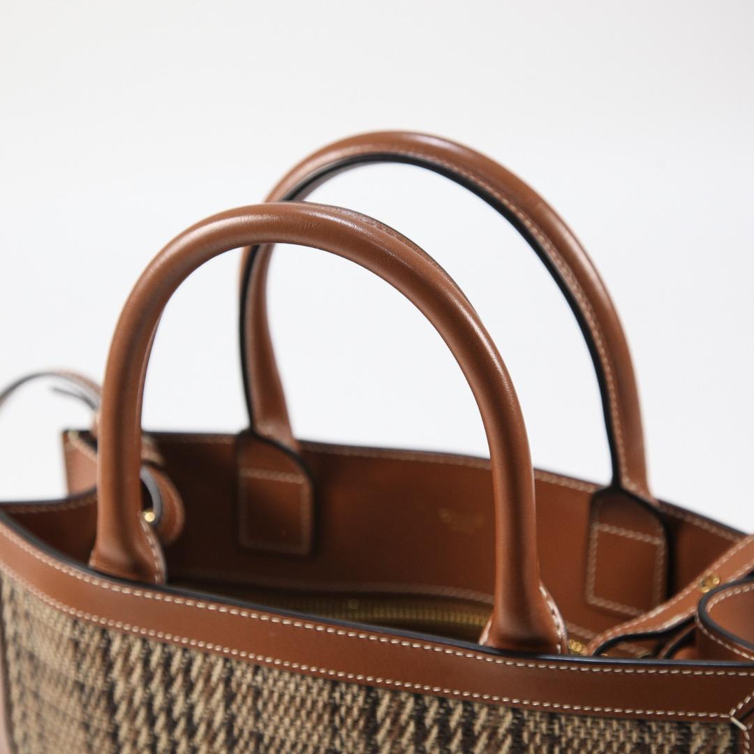 極美品 CELINE スモール バーティカル カバ / チェック ツイード ロゴ