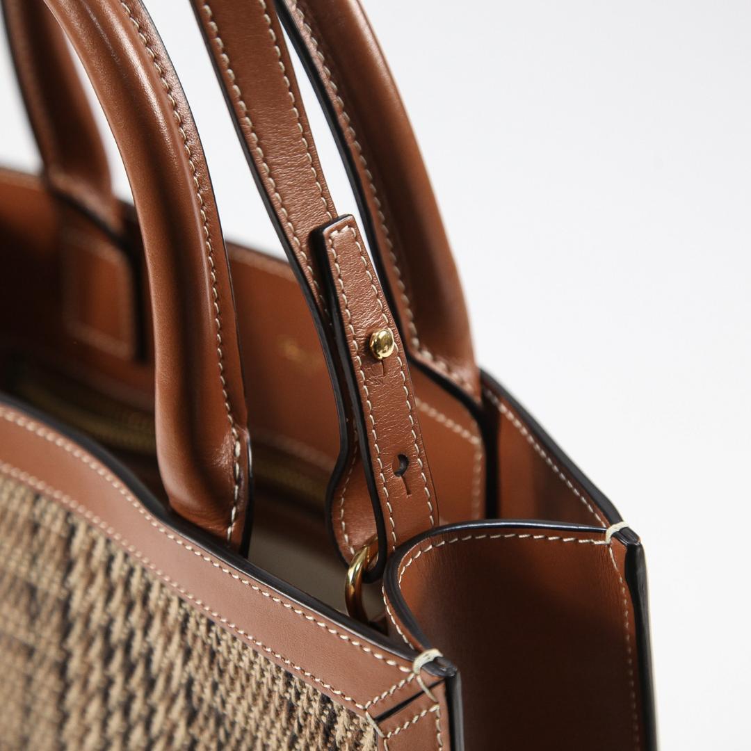 極美品 CELINE スモール バーティカル カバ / チェック ツイード ロゴ