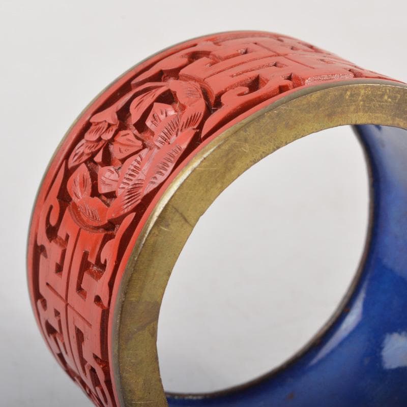 中国　剔紅　堆朱　内七宝　花文瓶　蓋物など　3点まとめて　V　6260