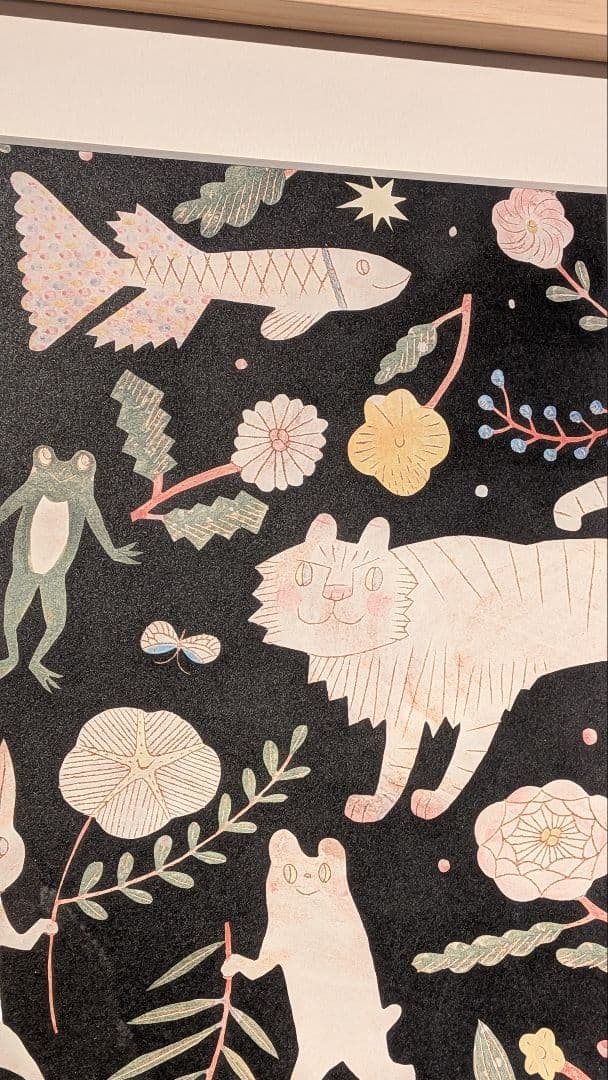 【美品】レアもの　鹿児島睦　動物絵　植物絵　ポスター　額装あり