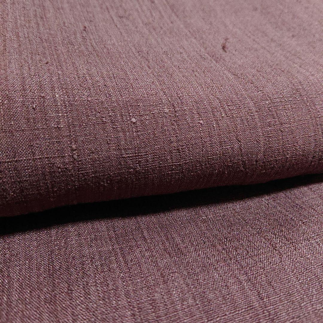 本場結城縮】色無地 臙脂鼠 縮織 着物・浴衣