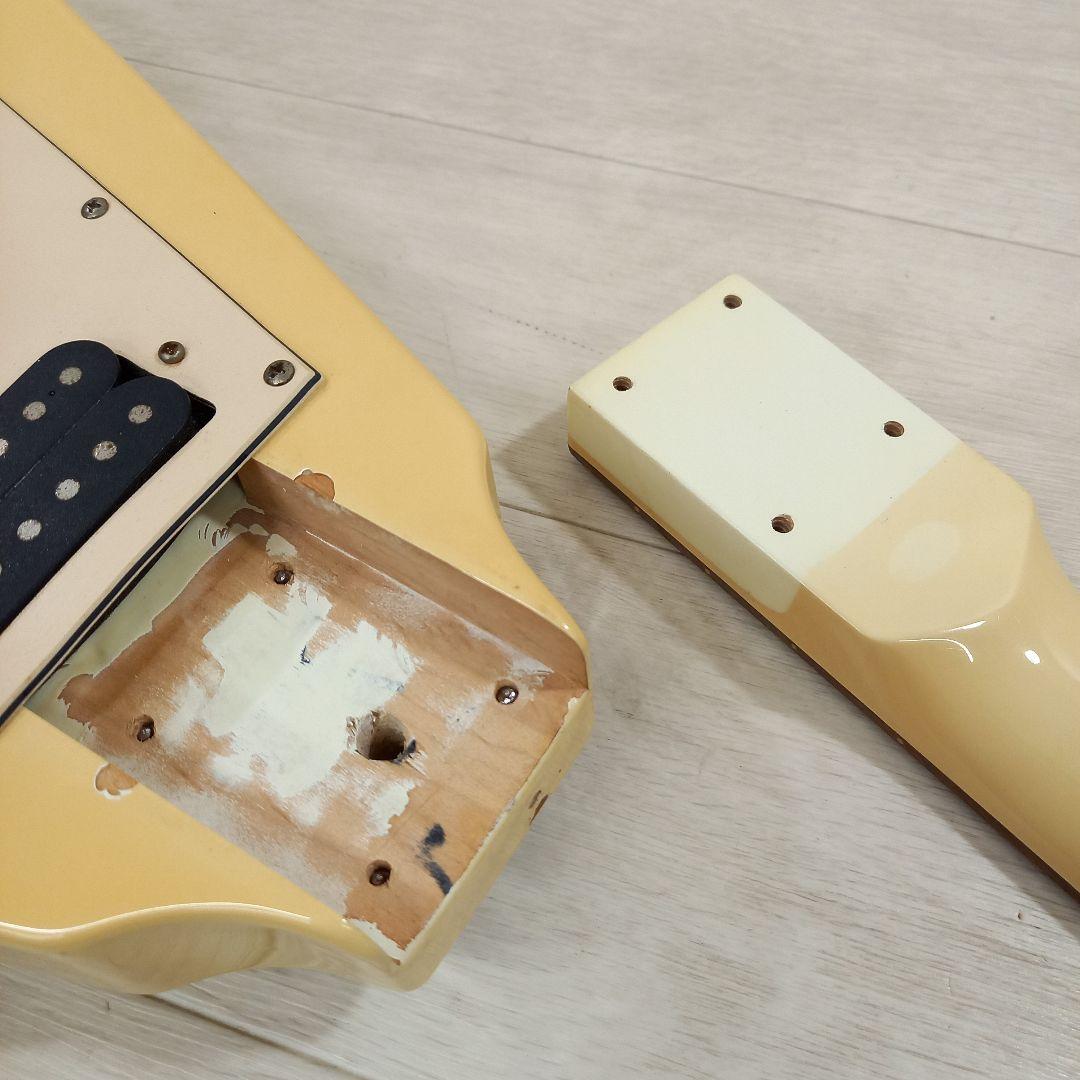 ジャンク メーカー不明 フライングV 変形 エレキギター ビンテージホワイト