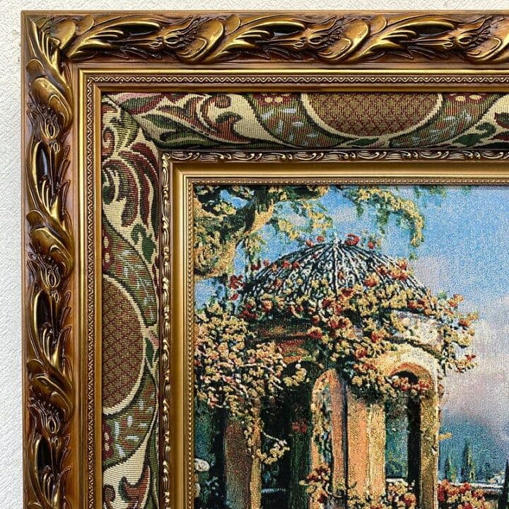 絵画　風景画　フランス・ゴブラン織り使用　良質キャンバス　豪華　金枠　額絵