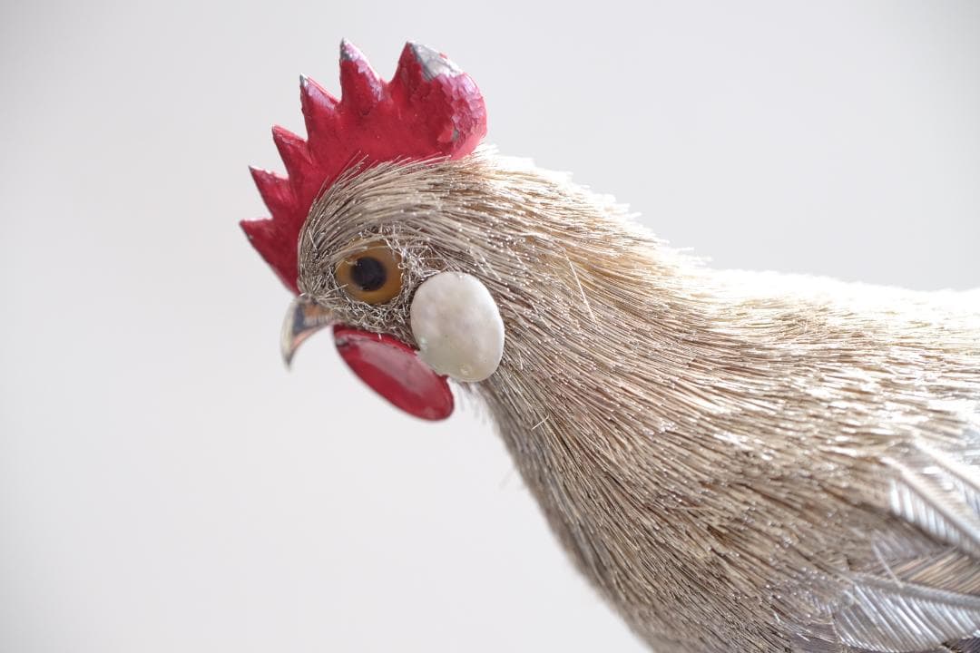 光則作 大淵武則 純銀製 尾長鶏 ガラスケース 収納箱 純銀 ガラス