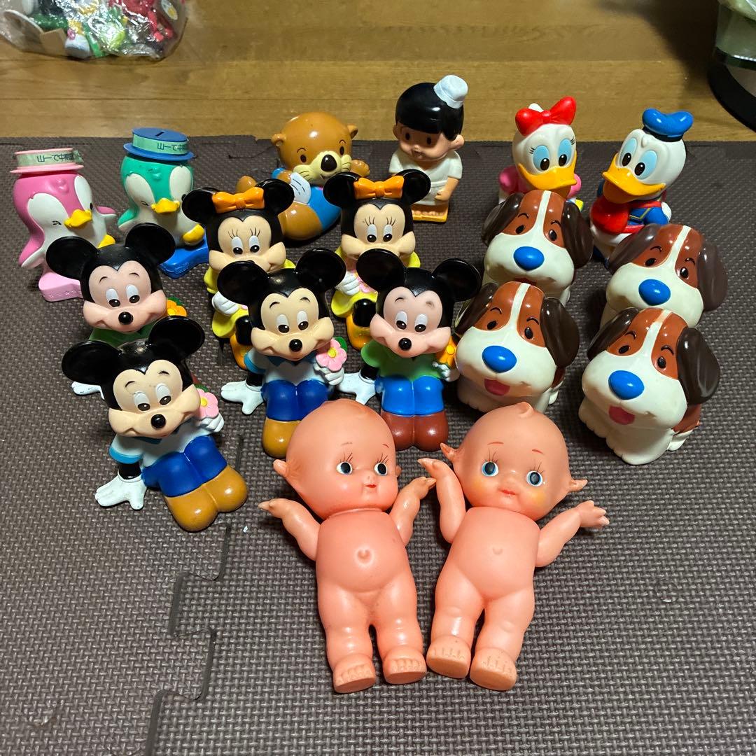 超希少ディズニーレトロ　ソフビ貯金箱ミッキーマウスキューピー山一三菱ワリコー三洋