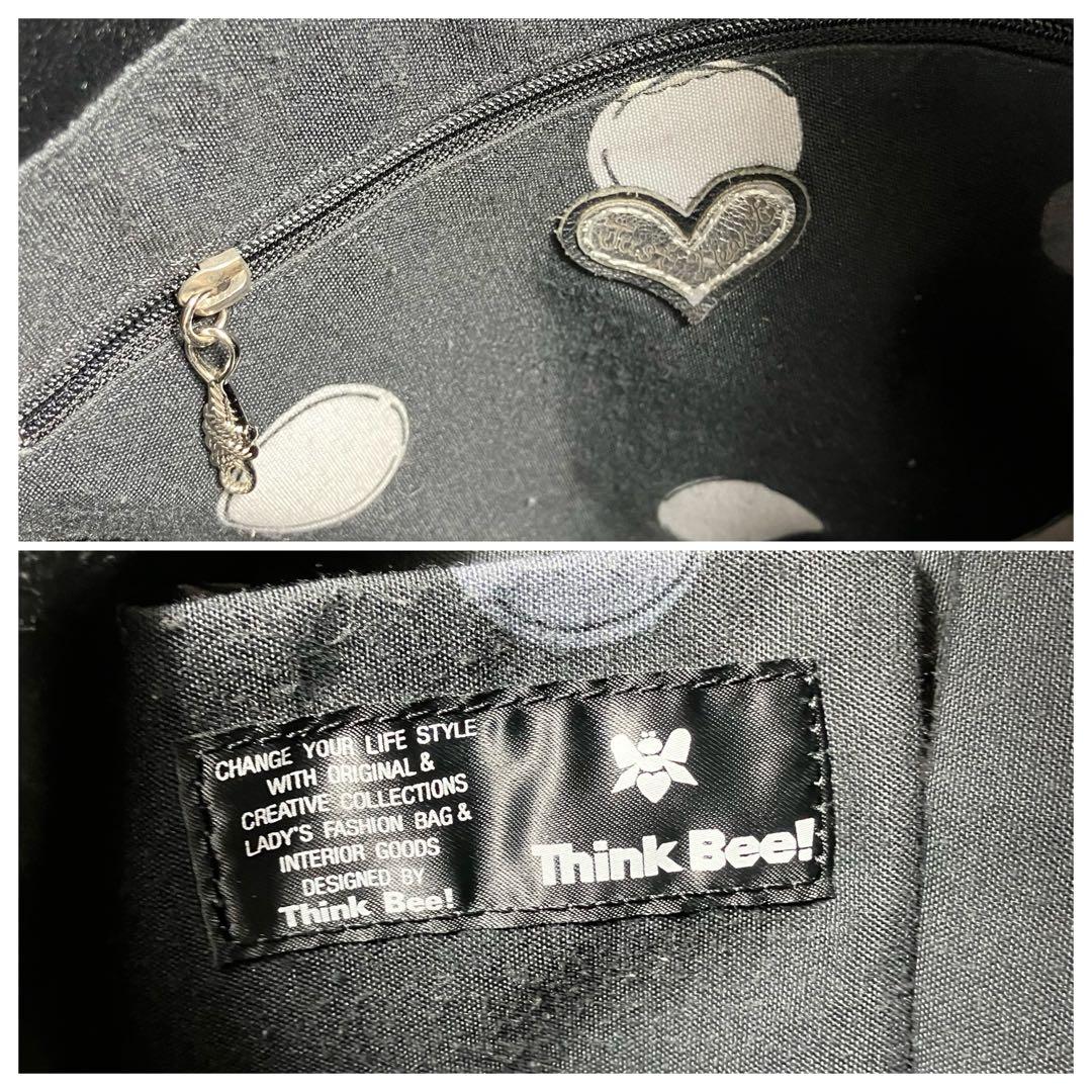 【美品】 シンクビー 巾着 2way ラインストーン レザーブラック