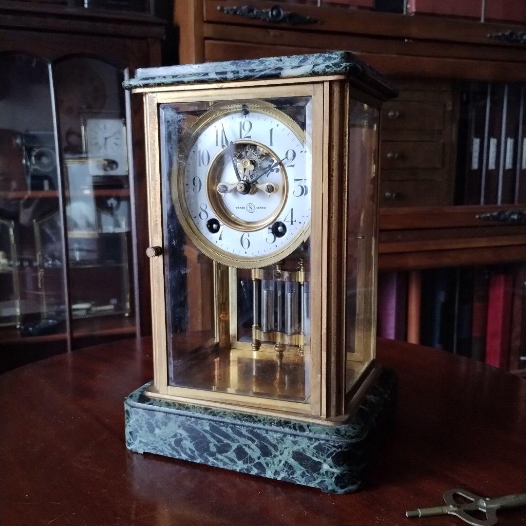 ぬ*.様 アンティーク　精工舎　大理石　４面ガラス　時報打ち　置時計　 ゼンマイ ぬ*.様 アンティーク 精工舎 大理石 4面ガラス 時報打ち 置時計 ゼンマイ