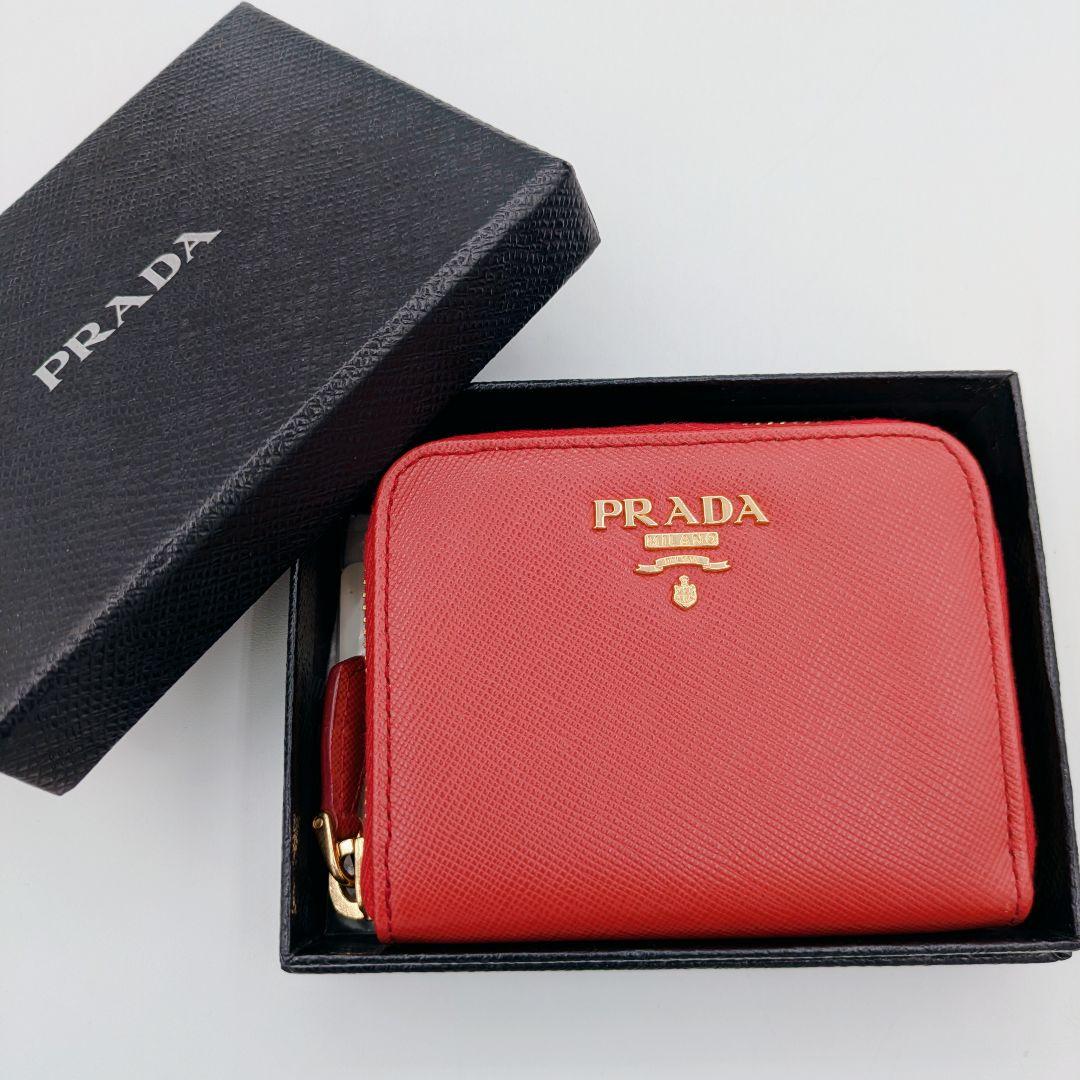 美品 PRADA プラダ レッド red ケース サフィアーノレザー 箱