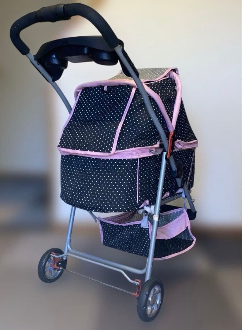 引き取り希望】ペットカート前輪が2輪のため安定感あり！3輪と4輪の