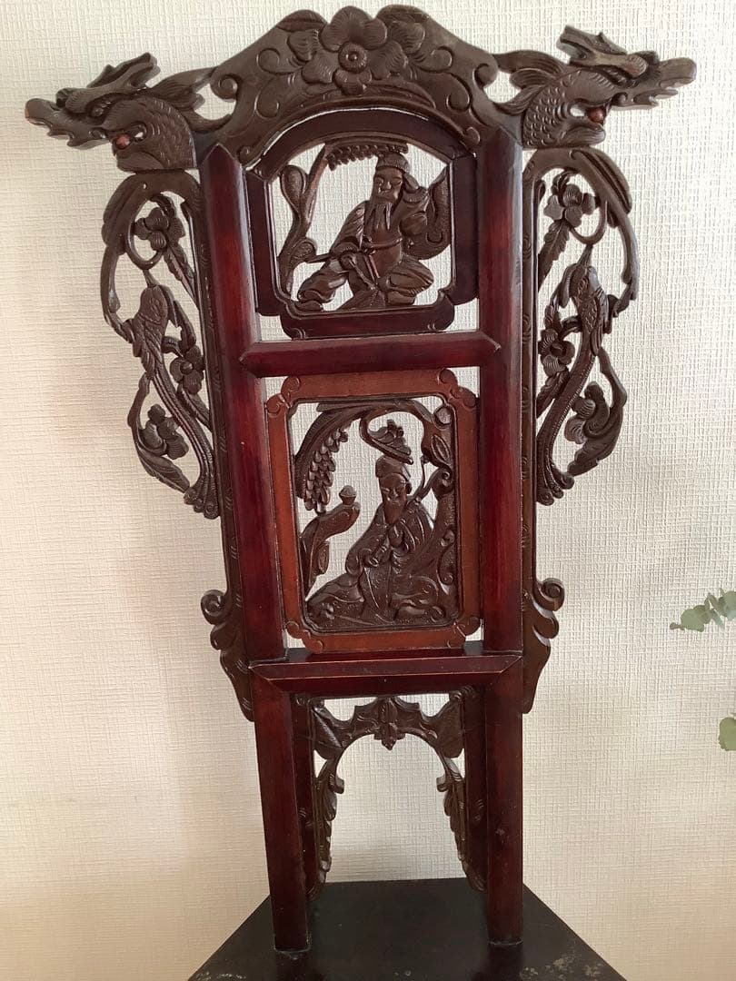 アンティーク中国家具 猫脚椅子 花台 古家具 ディスプレイ シノワズリ