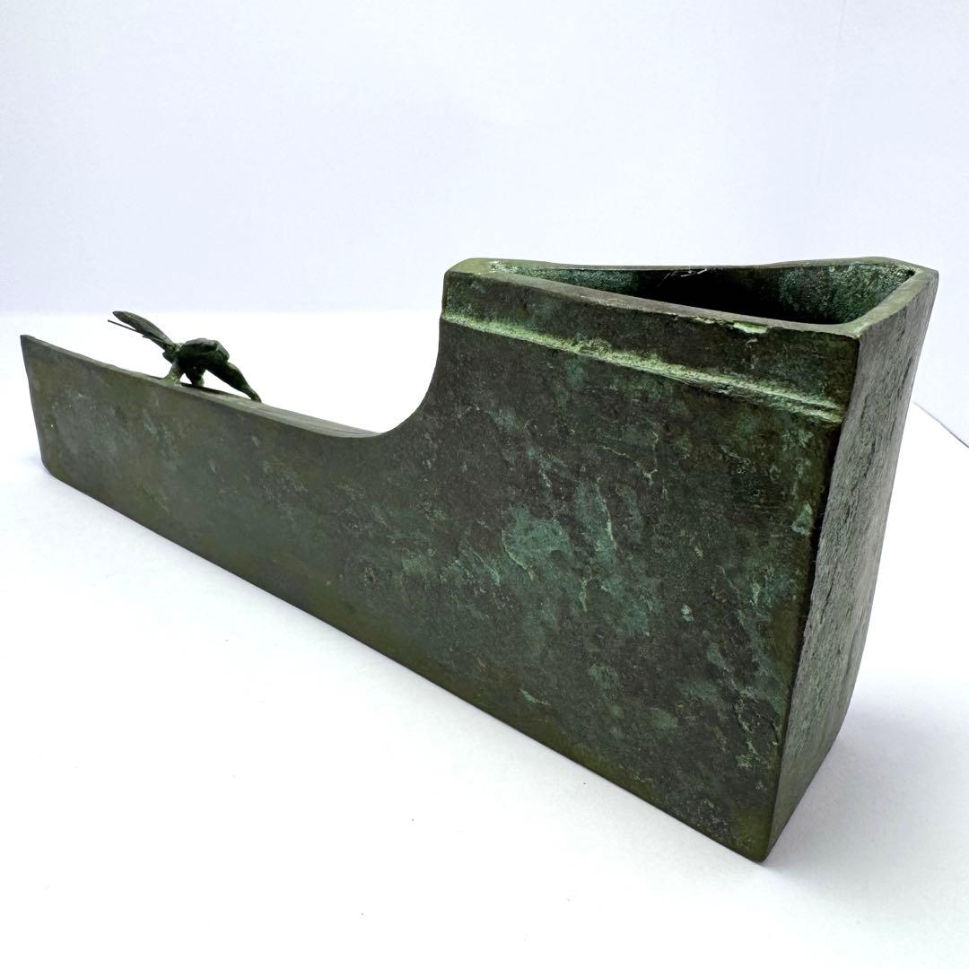 未使用 大森孝志 瑞峰堂 青銅 ブロンズ 蝶 花瓶 花器 共箱 説明書 高岡