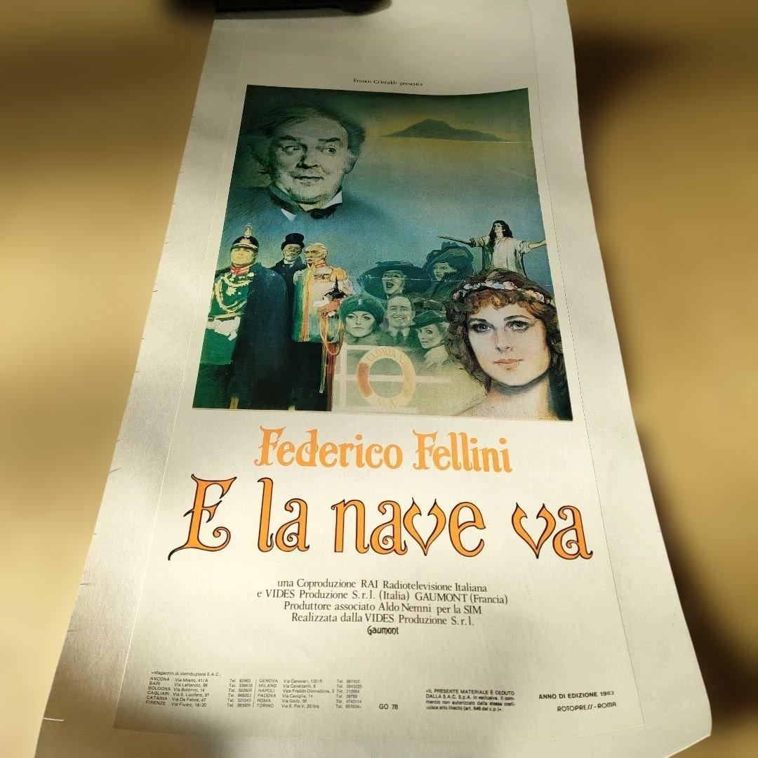 フェリーニ監督「そして船は行く」イタリア本国版ポスター 布リネンバック加工済み