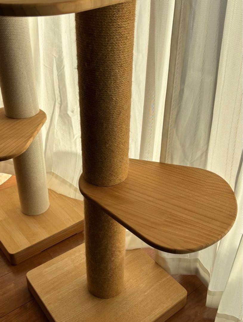 SUMIKA 突っ張り型木製キャットタワー ハイエンド（天然麻 ベージュ