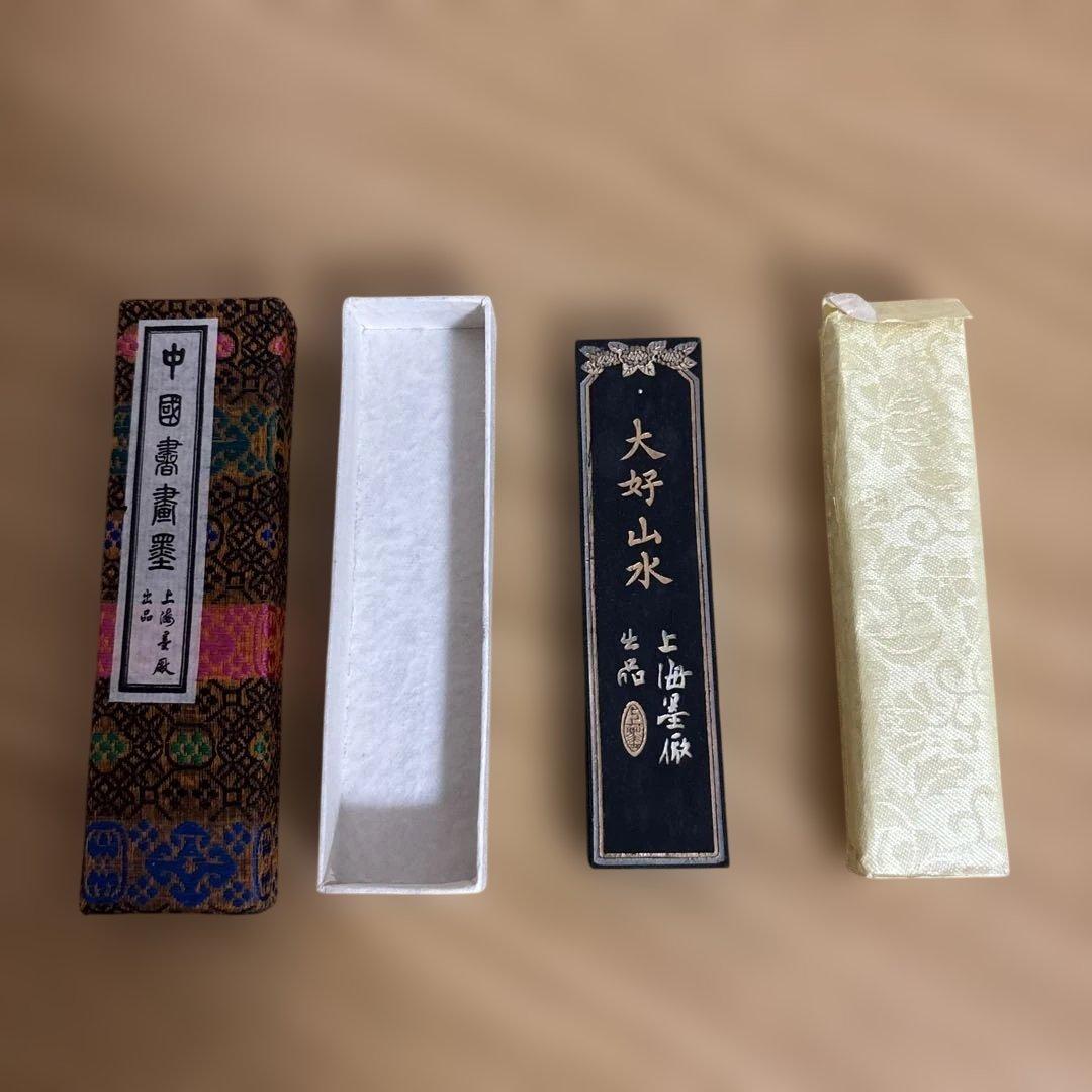 中国書画墨 上海墨廠出品 高級唐墨 油煙101書道墨 大好山水 新品未使用