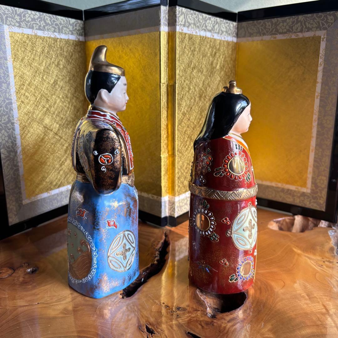 九谷焼　立雛　屏風付き　雛人形　お雛様