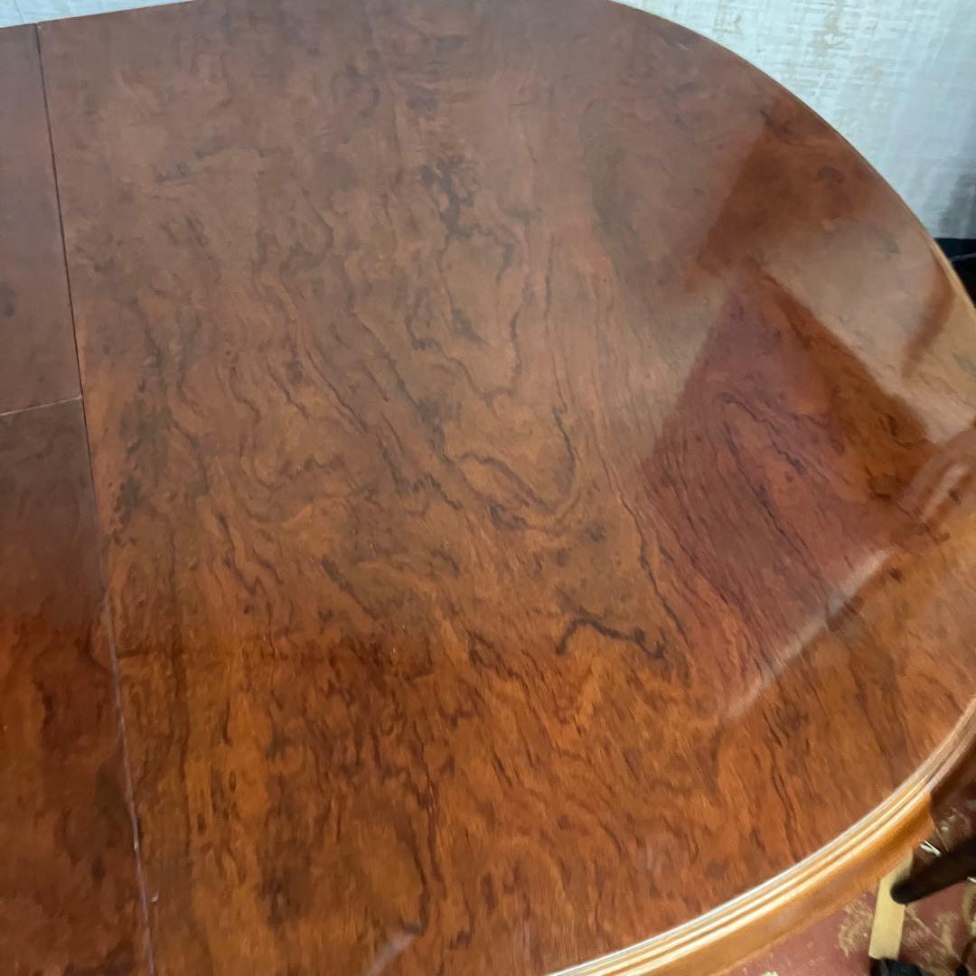 ①昭和レトロ マルニ 木製オーバル 伸縮式ダイニングテーブル 楕円形アンティーク