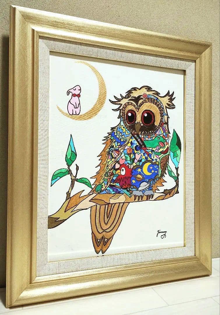 【SALE】［F6号］ジミー大西（森の哲学者）/肉筆/手描き/サイン有/アクリル