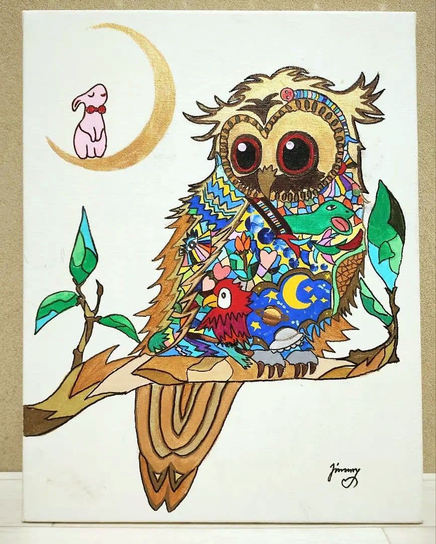 【SALE】［F6号］ジミー大西（森の哲学者）/肉筆/手描き/サイン有/アクリル