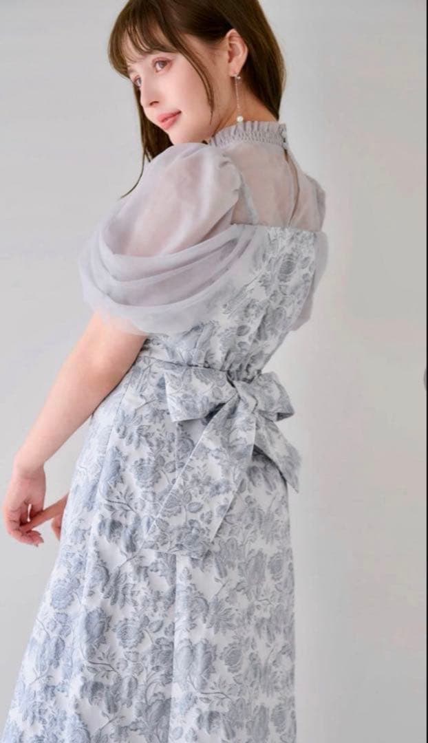 dazzlinシアーベールジャガードワンピース オフホワイト