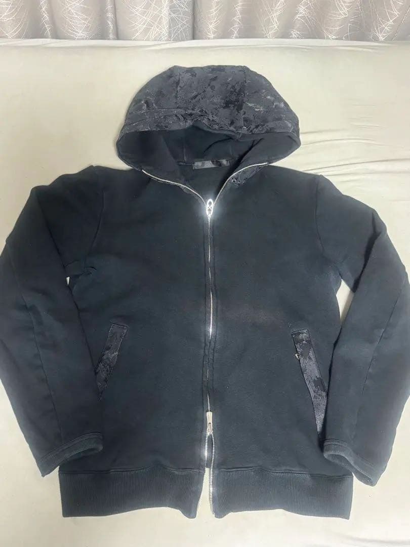 Roar y2k black パーカー ダブルジップ ラインストーン ラメ