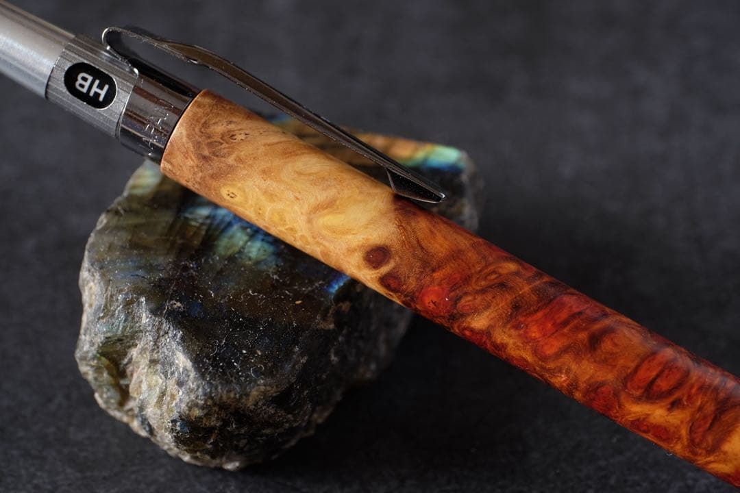 PG5木軸カスタム0174 高村杢工房 製図用シャープペンシル 花梨瘤 紅白