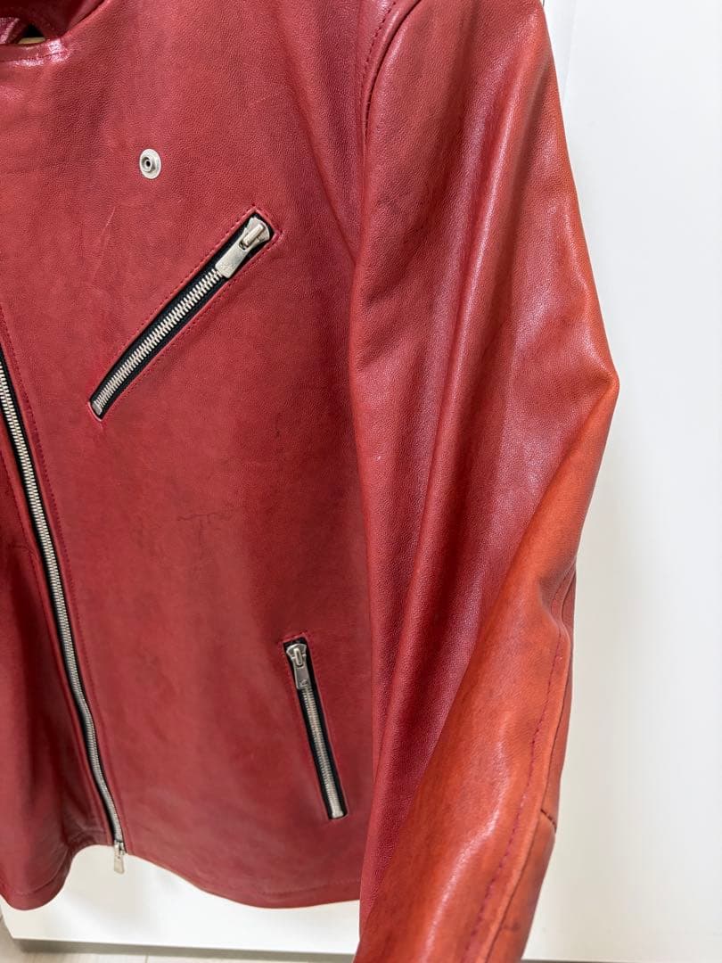 希少カラー noid ラムベジタブルWライダースジャケット レッド 2026年