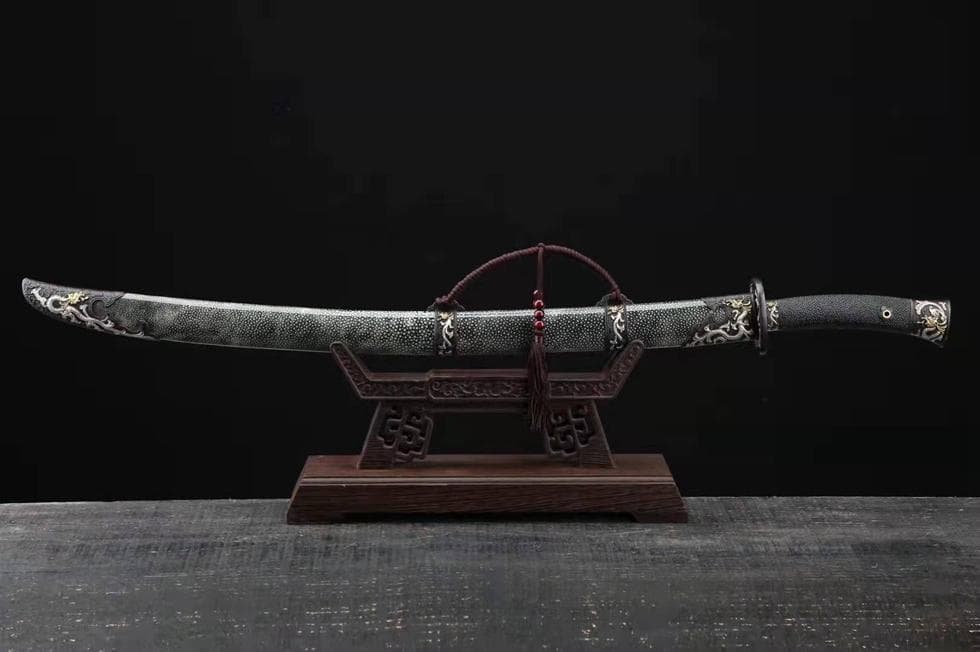 三色銅竜紋刀（魚皮型）模造刀 居合刀 武士道 武具 漢剣 唐刀 龍泉剣 手鍛造