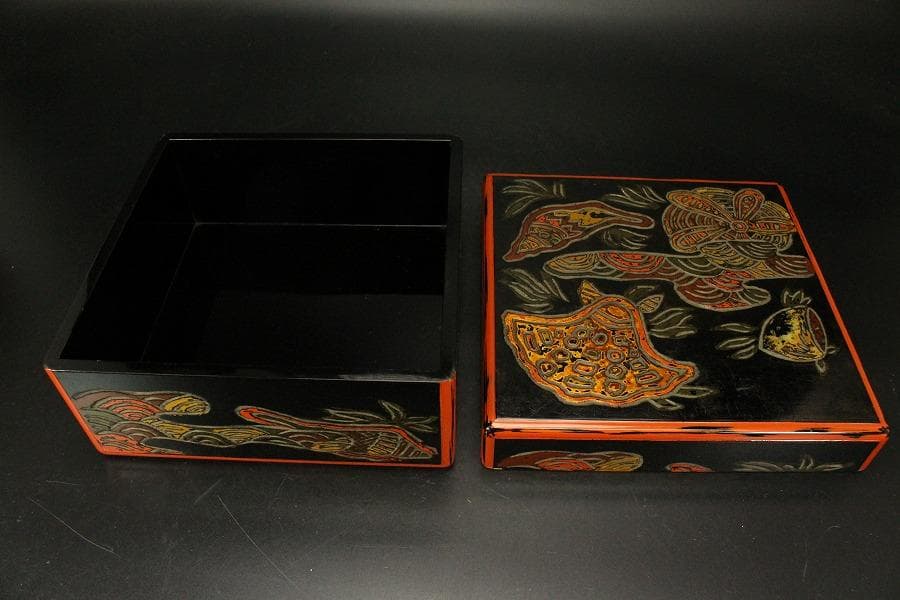 茶道具 漆刻 菓子器 蓋物(ZE570)