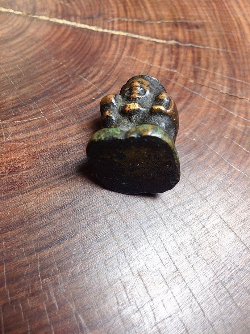 時代 古銅 大黒天 置物 高さ約2.5㎝ 約47g 骨董 大黒天 置物 縁起物