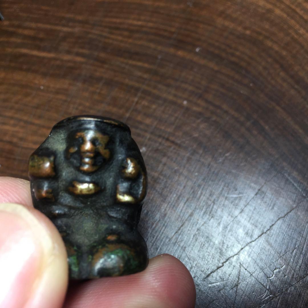 時代 古銅 大黒天 置物 高さ約2.5㎝ 約47g 骨董 大黒天 置物 縁起物