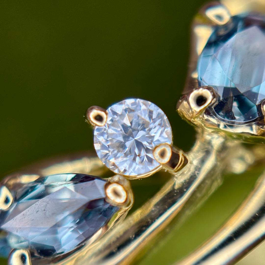 天然非加熱アレキサンドライト ダイヤモンド リング 計0.31ct K18