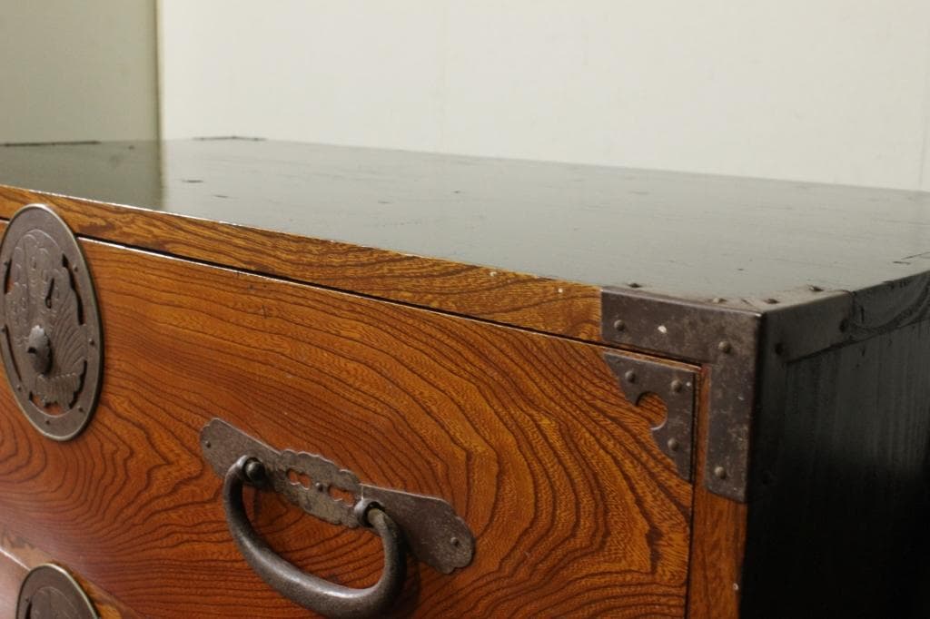 欅共縁！蝶覆輪！時代箪笥・二段！和家具サイドボード古家具和モダン