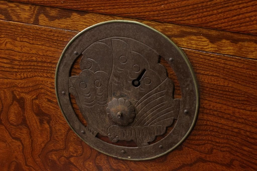 欅共縁！蝶覆輪！時代箪笥・二段！和家具サイドボード古家具和モダン