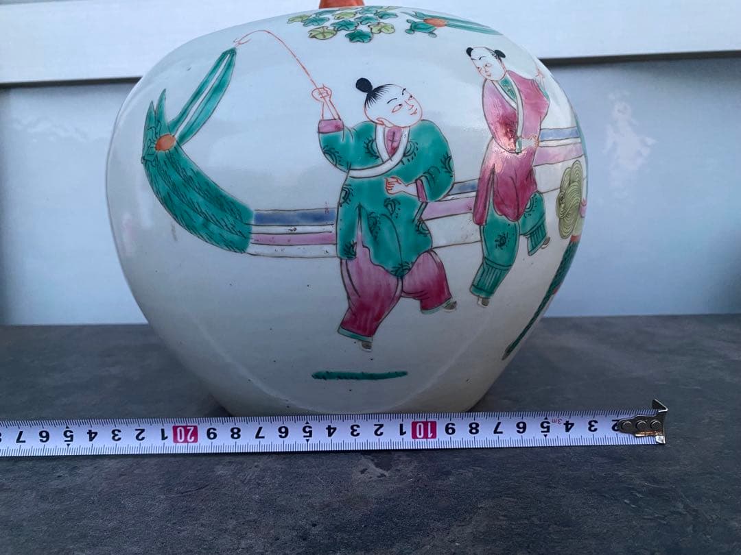 中国　清時代　童子絵　壺　古美術　骨董品