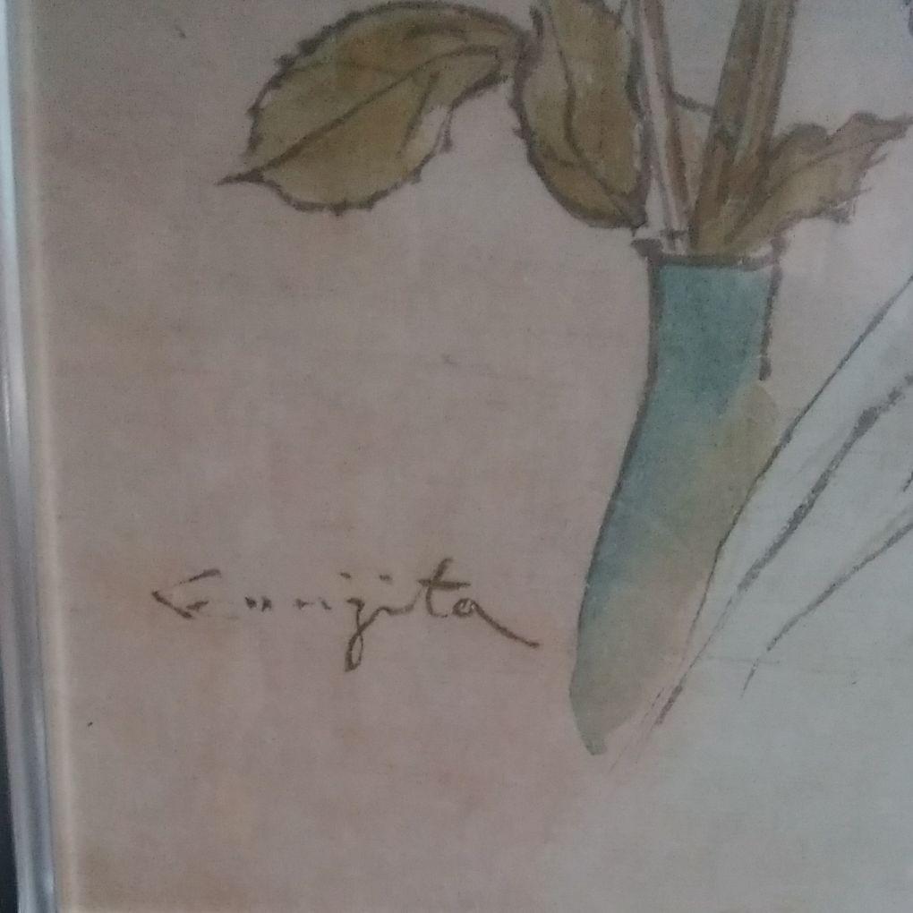 バラと少女 パステル画