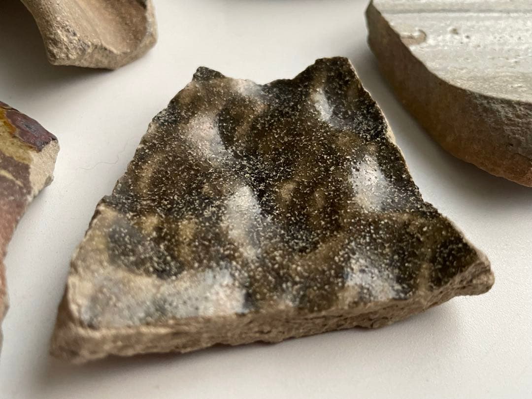 骨董　アンティーク　古唐津　絵唐津　陶片　残欠　焼山窯ほか　叩き技法　出土　発掘